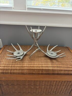 Vintage Metal Antler Candleabra Candle Holder Centerpiece depth